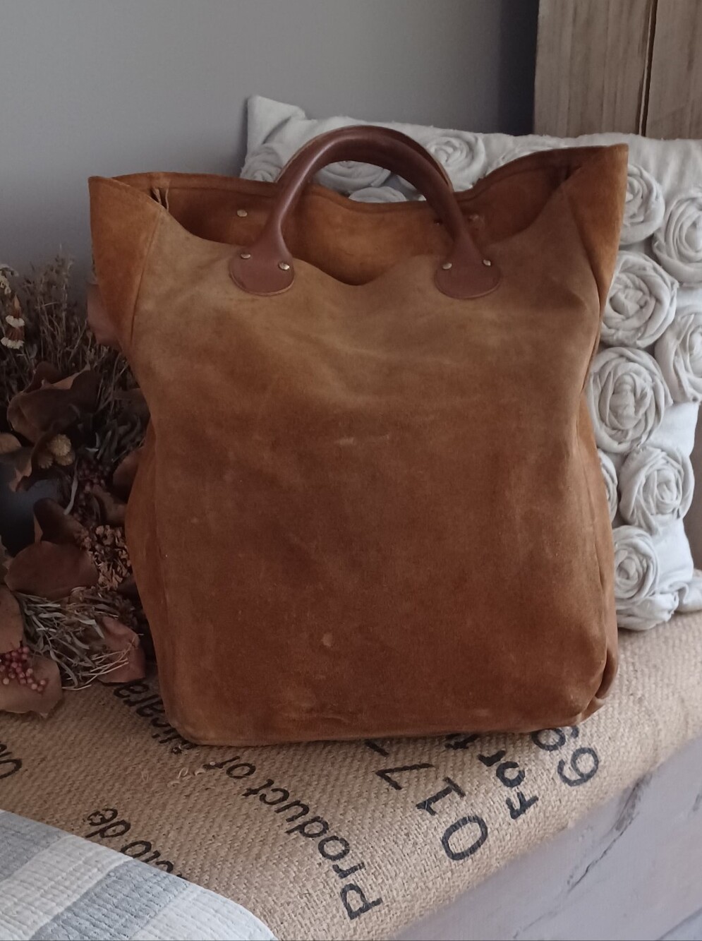 Classic Oversized Suede Tote Bag in Brown - Picture 2 of 5